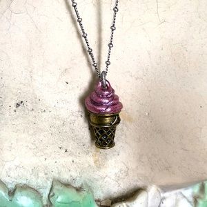 Sweet Romance Ice Cream Cone Necklace, NWT